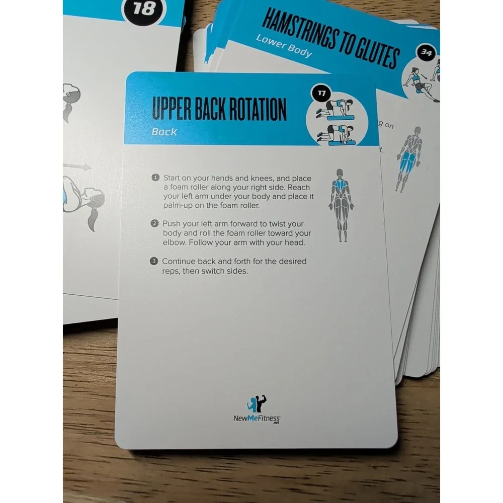 Foam Roller Workout Cards, Instructional Fitness Deck for Women & Men, Beginn...